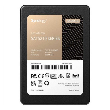 Synology | SSD | SAT5210-3840G | 3840 GB | SSD form factor 2.5"" | SSD interface SATA | Read speed 530 MB/s | Write speed 500 MB